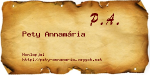 Pety Annamária névjegykártya